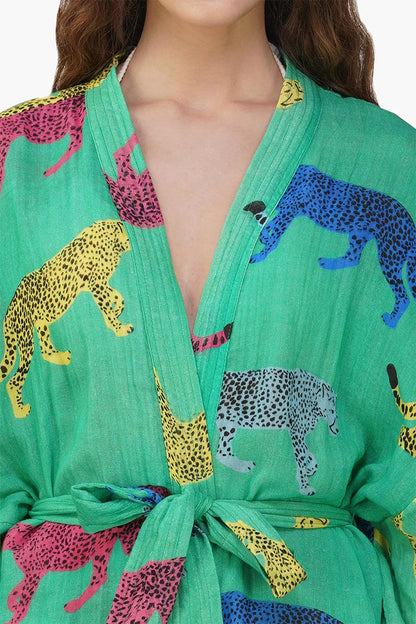 Set of 6 Artistic Cheetah Green Cover  Up (S,M,L)