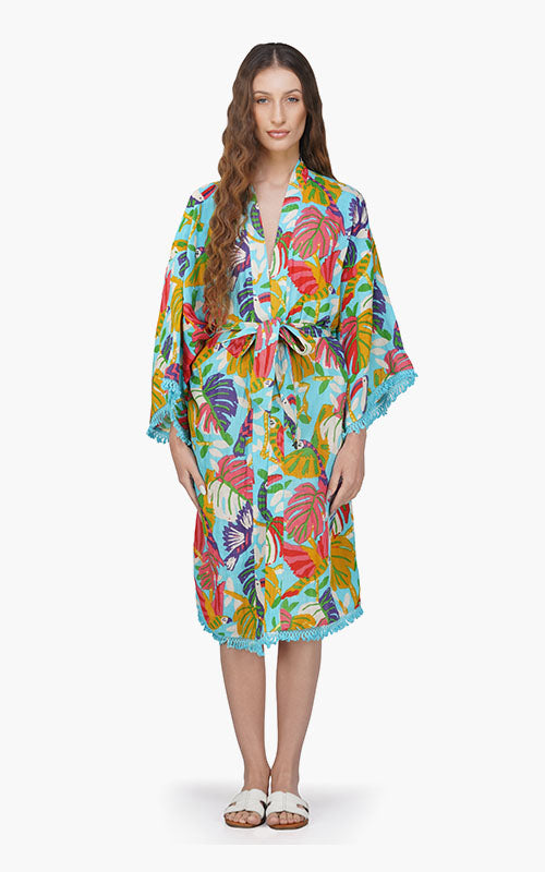 Set of 6 Bird Melody  Blue Cover Up (S,M,L)