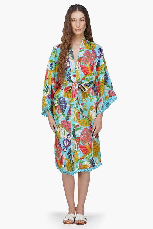 Set of 6 Bird Melody  Blue Cover Up (S,M,L)