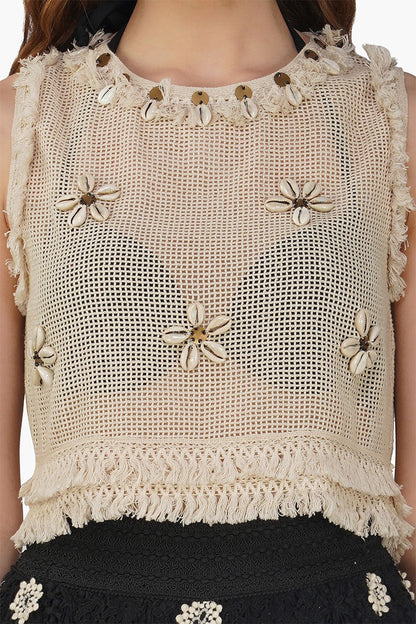 Set of 6 Talia Crochet Fringe Embellished Top (S,M,L)