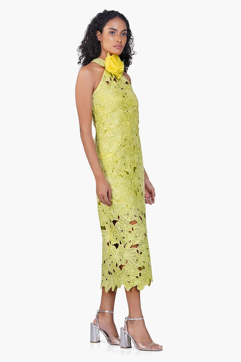 Set of 6 Fall For Neon Crosage Floral Halter Dress  (S,M,L)