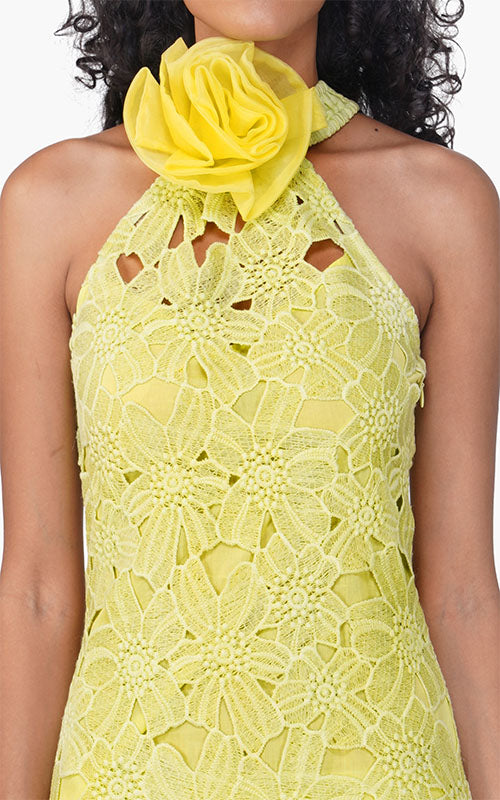 Set of 6 Fall For Neon Crosage Floral Halter Dress  (S,M,L)