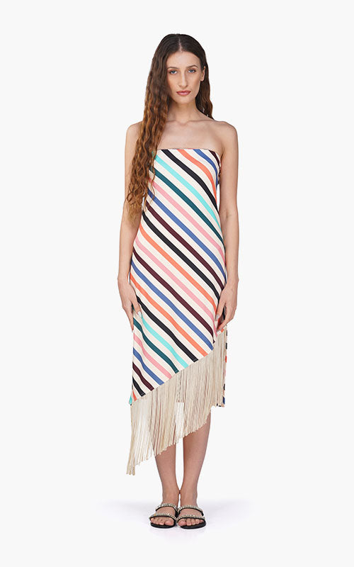 Set of 6 Stripe Staple Fringes Body Cone Dress (S,M,L)