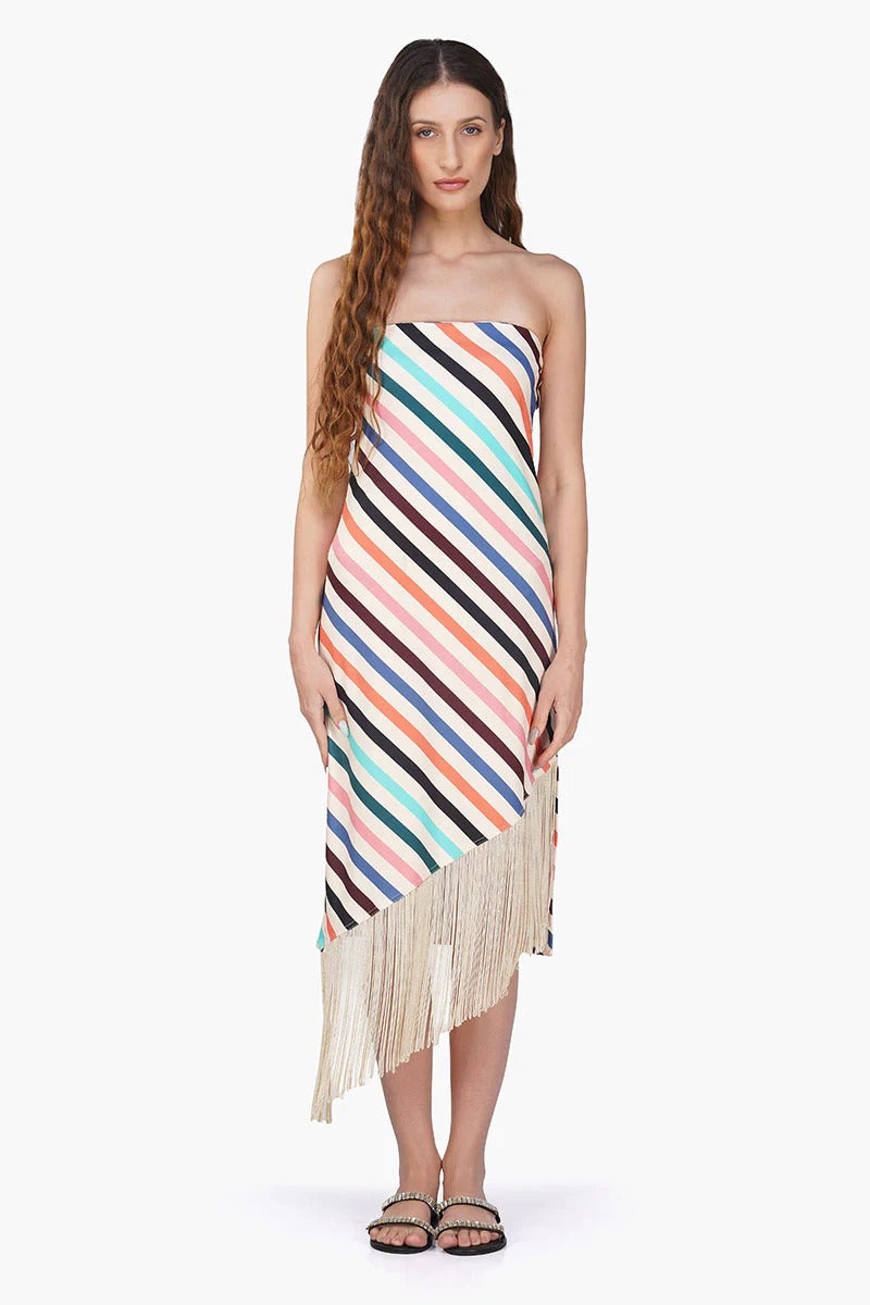 Set of 6 Stripe Staple Fringes Body Cone Dress (S,M,L)