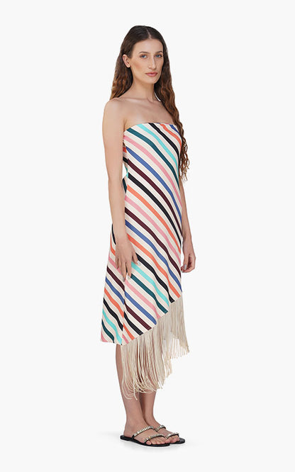 Set of 6 Stripe Staple Fringes Body Cone Dress (S,M,L)