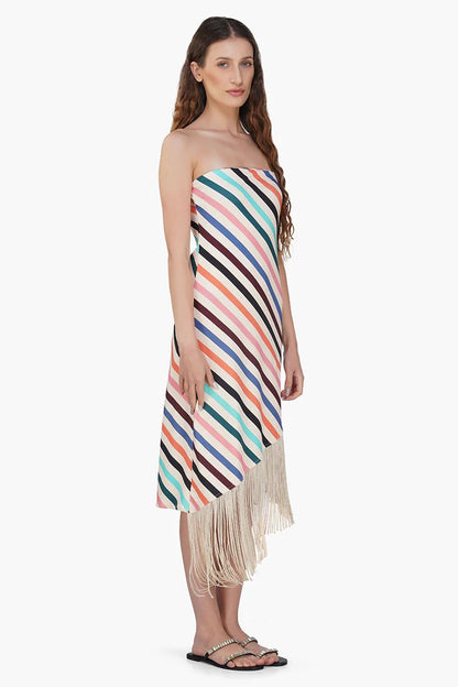 Set of 6 Stripe Staple Fringes Body Cone Dress (S,M,L)