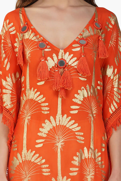 Set of 6 Sunset Palm Foil Tassel Kaftan (S,M,L)
