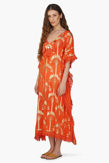 Set of 6 Sunset Palm Foil Tassel Kaftan (S,M,L)