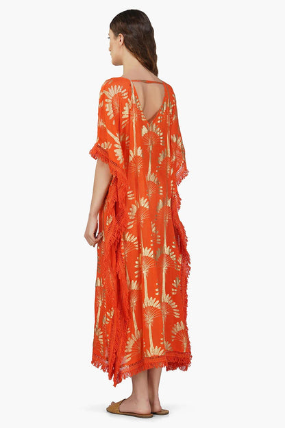Set of 6 Sunset Palm Foil Tassel Kaftan (S,M,L)