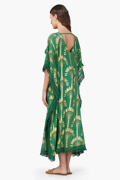 Set of 6 Pine Green  Palm Foil Tassel Kaftan (S,M,L)