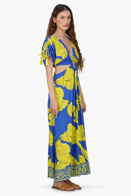 Set of 6 Yellow Daze Printed  Ring Maxi Dress (S,M,L)