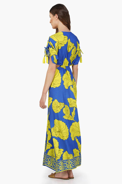 Set of 6 Yellow Daze Printed  Ring Maxi Dress (S,M,L)