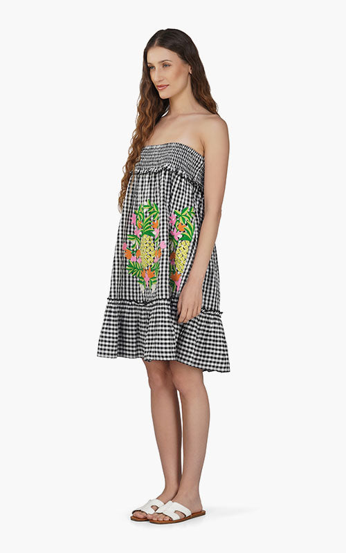 Set of 6 Pineapple Embroidered Tube Short Dress (S,M,L)