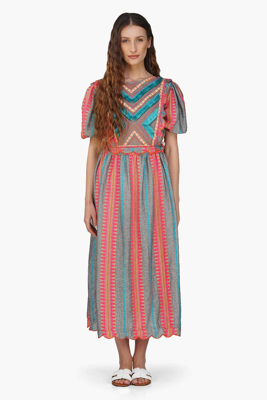 Set of 6 Starlette Y/D Stripe Embroidered Dress (S,M,L)