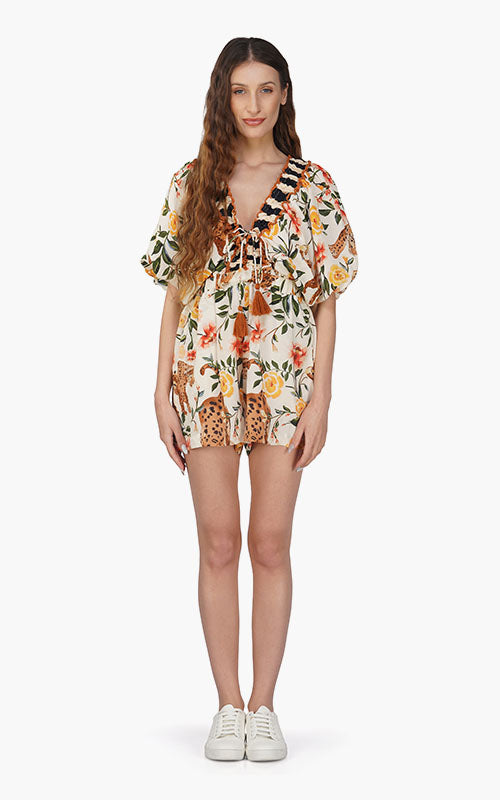 Set of 6 Jungle Cheetah Printed Playsuit (S,M,L)