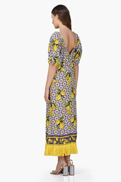 Citrus Lemon Print Dress