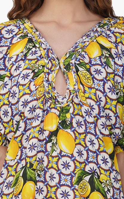 Citrus Lemon Print Dress