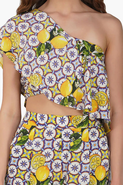 Set of 6 Citrus Lemon Print Top (S,M,L)