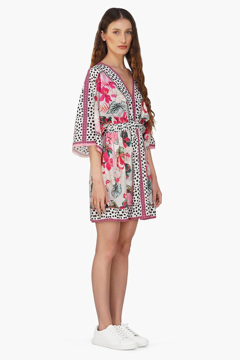 Set of 6 Flamingo Paradise Short Kaftan Dress (S,M,L)