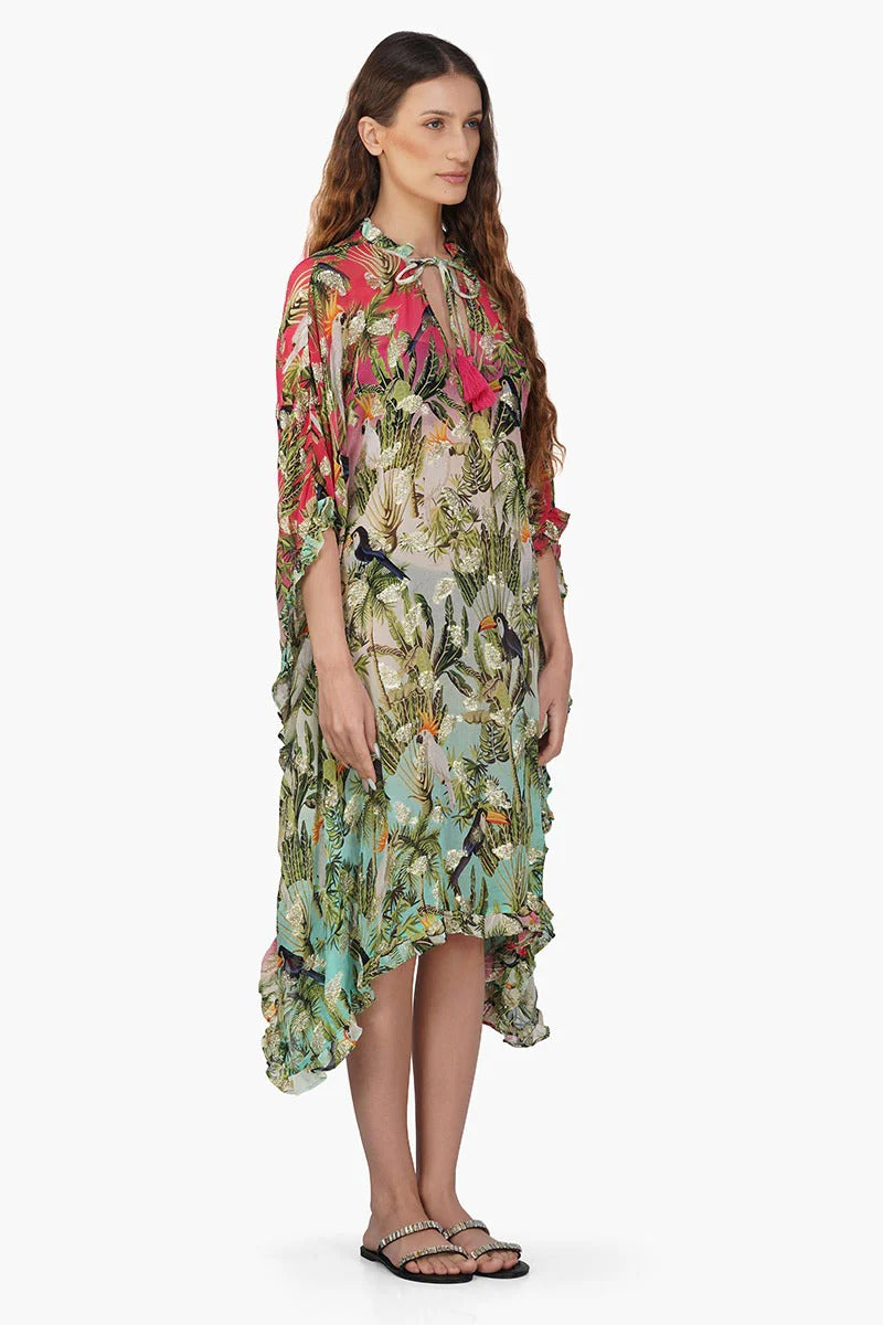 Set of 6 Farm Chirping Birds Printed Frill Kaftan (S,M,L)