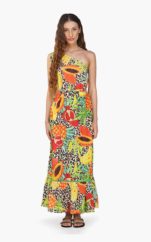 Set of 6 Fruit Punch Printed One Shoulder Dress (S,M,L)