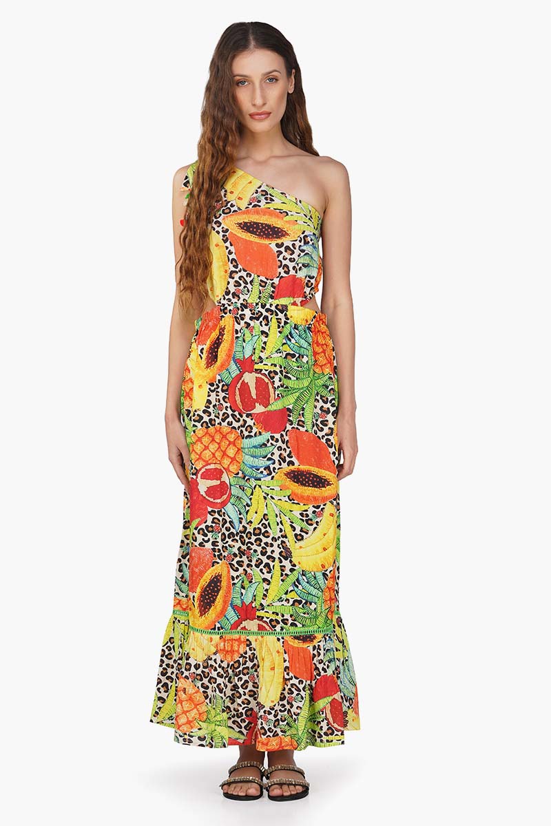 Set of 6 Fruit Punch Printed One Shoulder Dress (S,M,L)