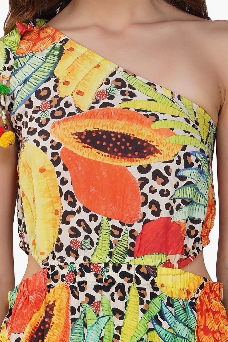 Set of 6 Fruit Punch Printed One Shoulder Dress (S,M,L)