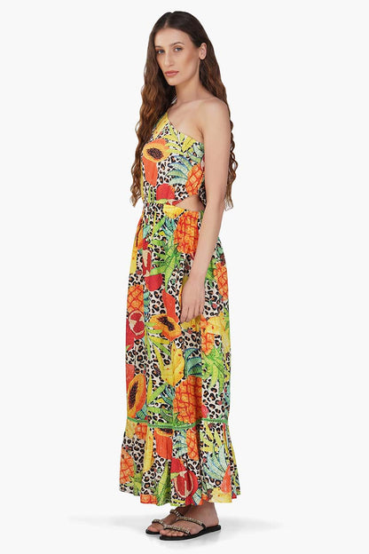 Set of 6 Fruit Punch Printed One Shoulder Dress (S,M,L)