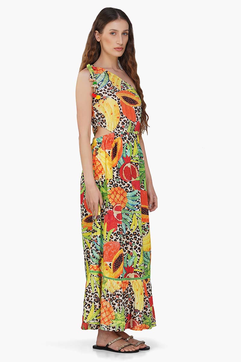 Set of 6 Fruit Punch Printed One Shoulder Dress (S,M,L)