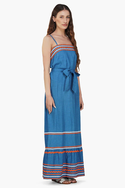 Set of 6 Azure Blue Rick-Rack Maxi Dress  (S,M,L)