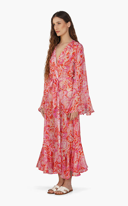 Set of 6 Sweet Pea Wine Printed Cover Up  (S,M,L)