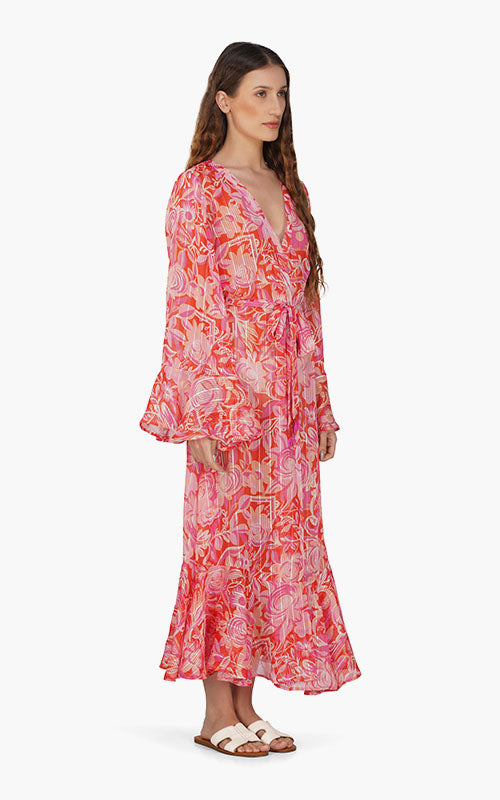 Set of 6 Sweet Pea Wine Printed Cover Up  (S,M,L)