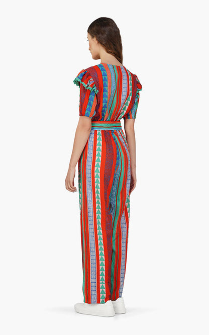 Set of 6 Ruby Aztec Printed Strip Jumpsuit  (S,M,L)