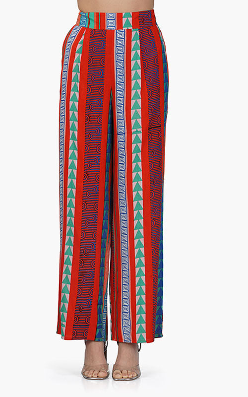 Set of 6 Ruby Aztec Printed Strip Pant  (S,M,L)