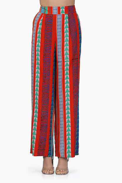 Set of 6 Ruby Aztec Printed Strip Pant  (S,M,L)