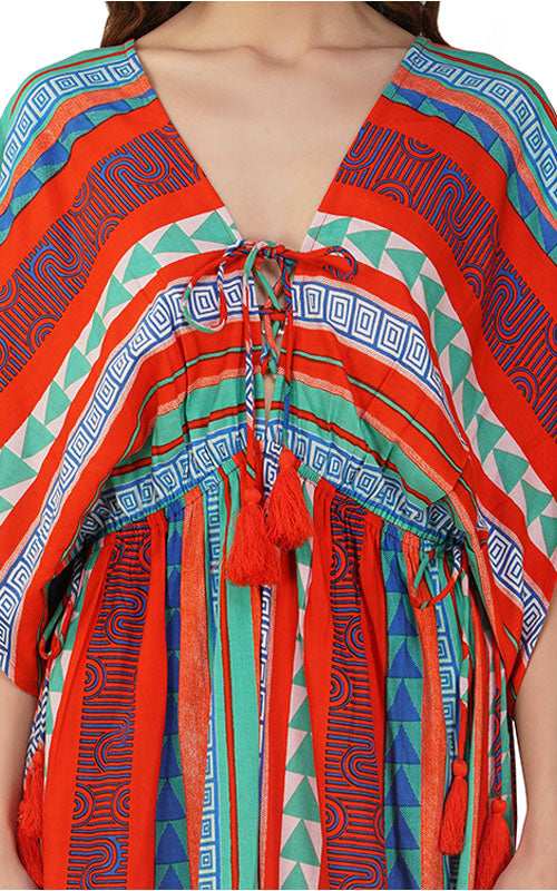 Set of 6 Ruby Aztec Printed Strip Maxi Dress  (S,M,L)