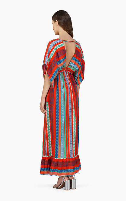 Set of 6 Ruby Aztec Printed Strip Maxi Dress  (S,M,L)