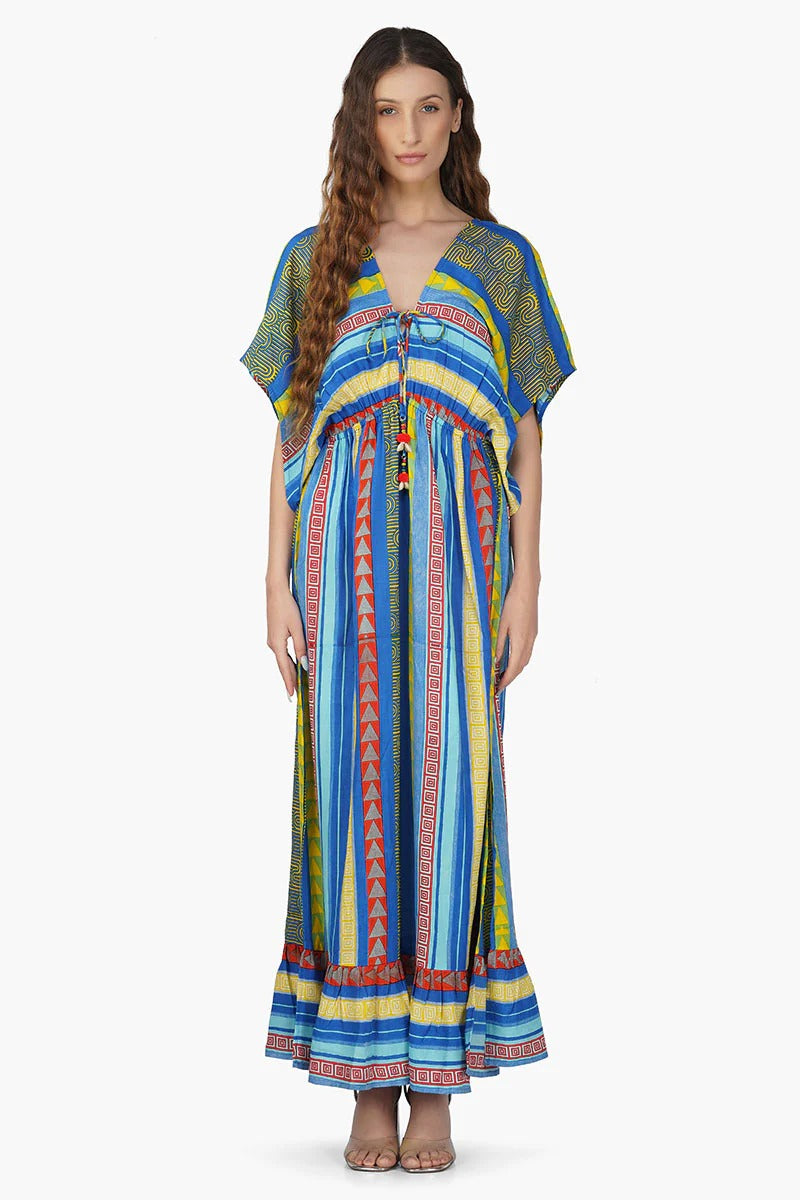 Set of 6 Neel Aztec Stripe Printed Maxi Dress  (S,M,L)