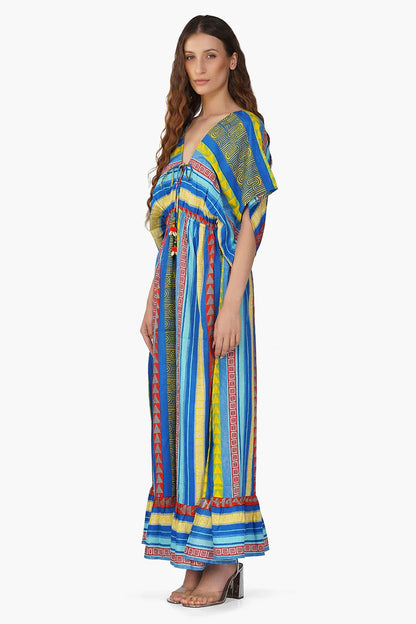 Set of 6 Neel Aztec Stripe Printed Maxi Dress  (S,M,L)