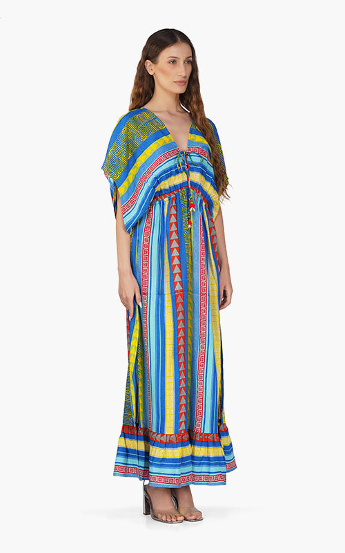 Set of 6 Neel Aztec Stripe Printed Maxi Dress  (S,M,L)