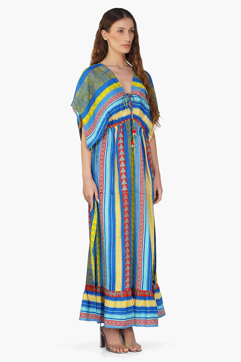 Set of 6 Neel Aztec Stripe Printed Maxi Dress  (S,M,L)