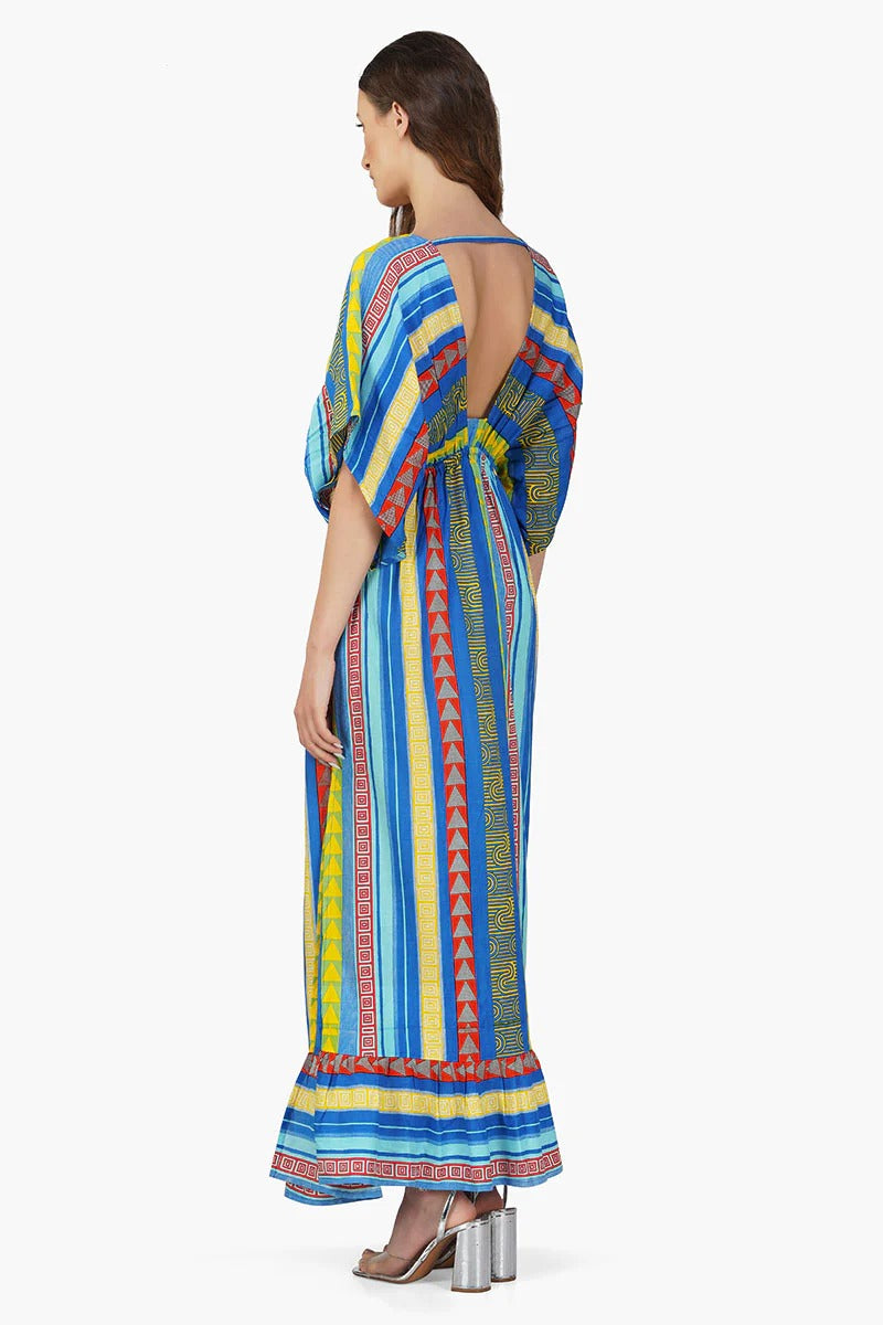 Set of 6 Neel Aztec Stripe Printed Maxi Dress  (S,M,L)