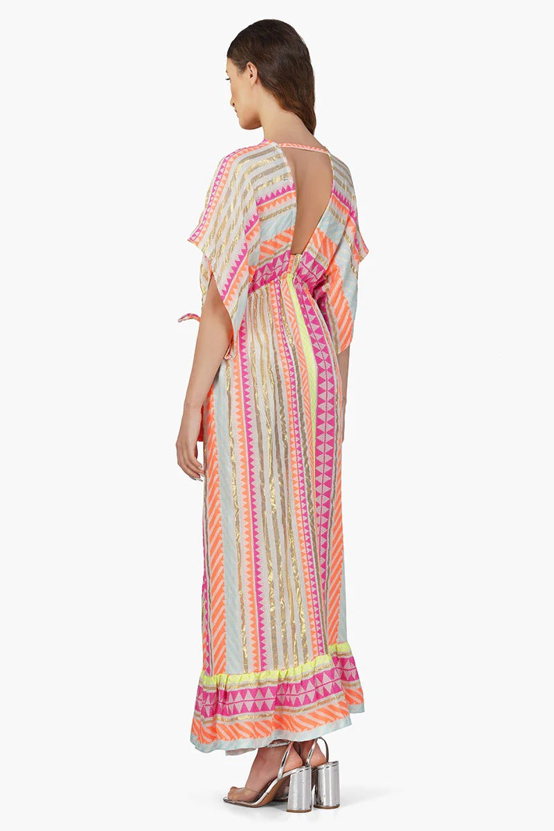 Set of 6 Fluorescent Stripped Maxi Dress  (S,M,L)