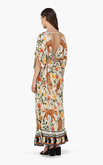 Set of 6 Jungle Cheetah Printed Angle Maxi Dress  (S,M,L)