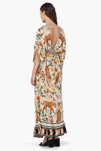 Set of 6 Jungle Cheetah Printed Angle Maxi Dress  (S,M,L)