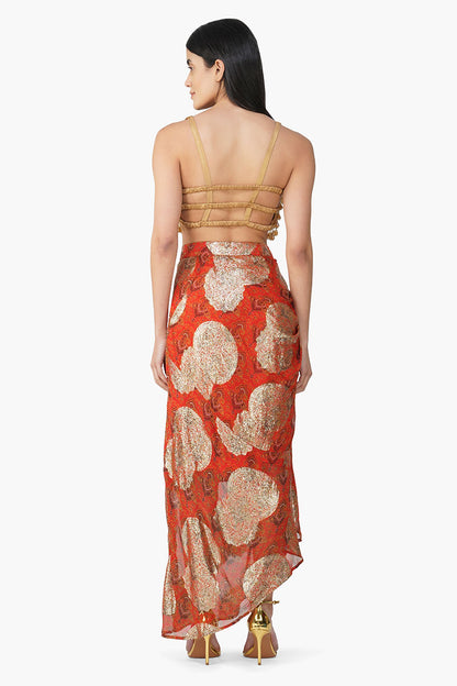 Curry Fall Drop Embellished Cropped Top