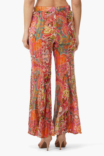 Multi Palm Paisey Flared Pant