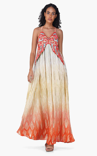 Magnolia Lurex Hand-Beaded Maxi Dress