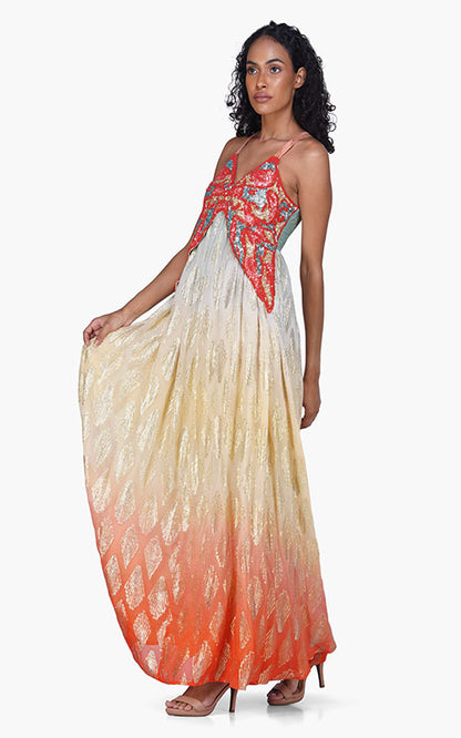 Magnolia Lurex Hand-Beaded Maxi Dress