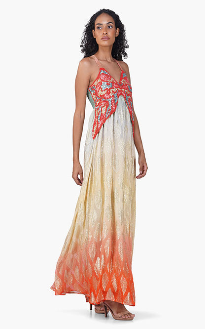 Magnolia Lurex Hand-Beaded Maxi Dress